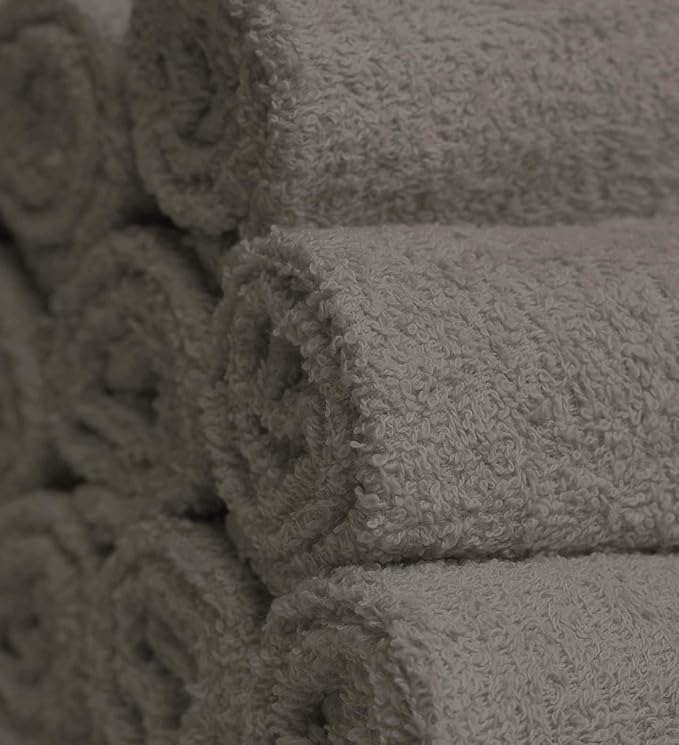 Softolle 100% Cotton Ring Spun Wash Cloths – Bulk Pack of Washcloths – 12x12 Inches – Wash Cloth for Face, Highly Absorbent, Soft and Face Towels (Taupe, 60 Pack)