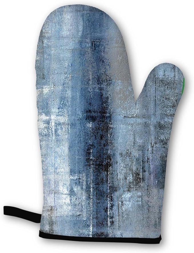 Blue Grey Oven Mitts and Pot Holders Sets of 4 Modern Abstract Art Oven Mitt Oven Gloves Pot Holders and Oven Mitts for Kitchen Baking Cooking Grilling