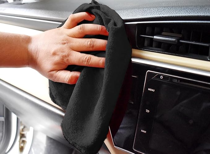 DAN RIVER Shop Towels, 50 Pack Commercial Use Black Terry Cloth Rags for Cleaning Cars & Household Surfaces – Well Absorbent, Reusable Cleaning Rags & Wash Clothes – Washable Towels