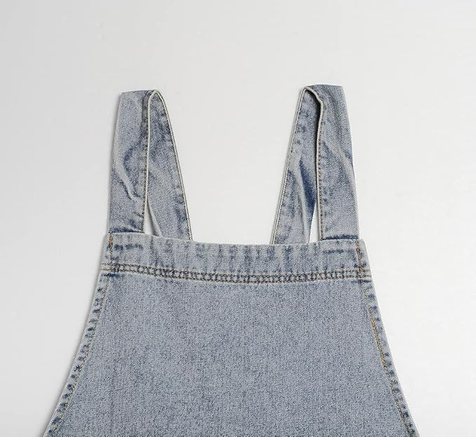 Denim Apron with Large Pockets for Cooking Kitchens, Gardening Aprons for Women Men, Bib Jean Apron for Arts Cafe Work (Style B, Light Blue)