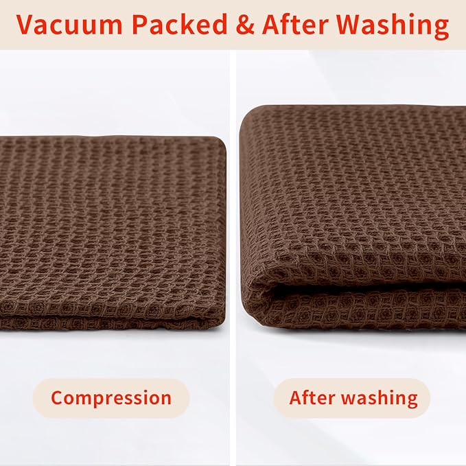 Homaxy 100% Cotton Waffle Weave Kitchen Dish Cloths, Ultra Soft Absorbent Quick Drying Dish Towels, 12 x 12 Inches, 8-Pack, Coffee