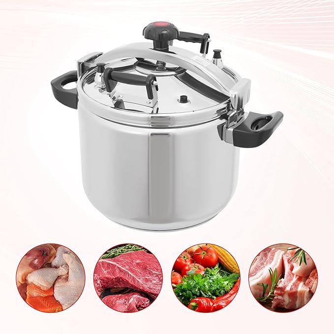 42.27 Qt Pressure Cooker, Stainless Steel Large Capacity Pressure Canner with Double Valves, Clamp On Type Commercial Pressure Stewing Pot for Hotels, Restaurants, Family (42.27 Qt)