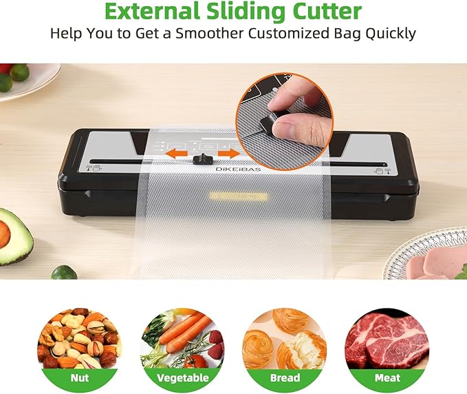 Vacuum Sealer Machine | Powerful 85kPa Suction | Bags and Cutter Included | Compact One-Touch Automatic Food Sealer with External Vacuum System | Preserve Freshness, Prevent Freezer Burn