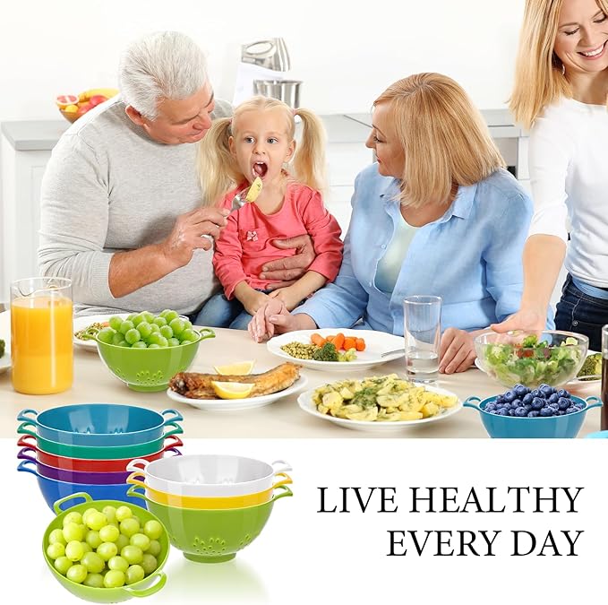4 Pack Small Colander for Kitchen Mini Plastic Strainer Dish Safe for Veggies Berry Fruits Food 7.87 x 7.87 x2.83 Inch Dishwasher Safe