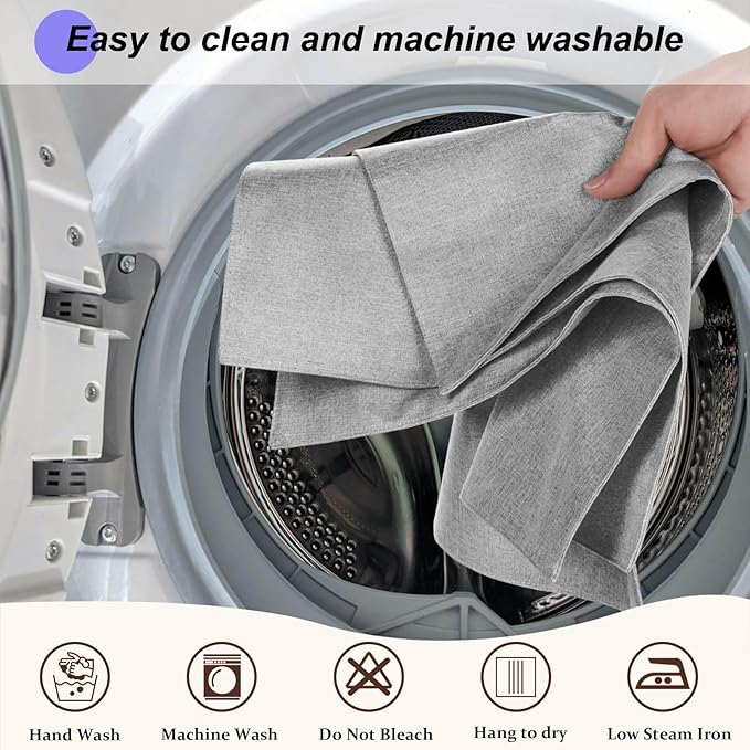 Cloth Placemats Set of 4, Cotton Linen Blend Machine Washable Double Layered Durable Place Mats Heat Resistant Placemats Wrinkle Free Thick Fabric Dining Table Mats (Light Grey, 4)