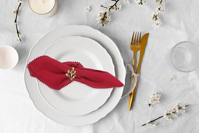 ACCENTHOME Red Cloth Napkins Set of 6 18x18 inch Cotton Dinner Napkins - Washable Soft Premium Hotel Quality Reusable Napkins Perfect Table Napkins for Family Dinners, Weddings & Everyday Use