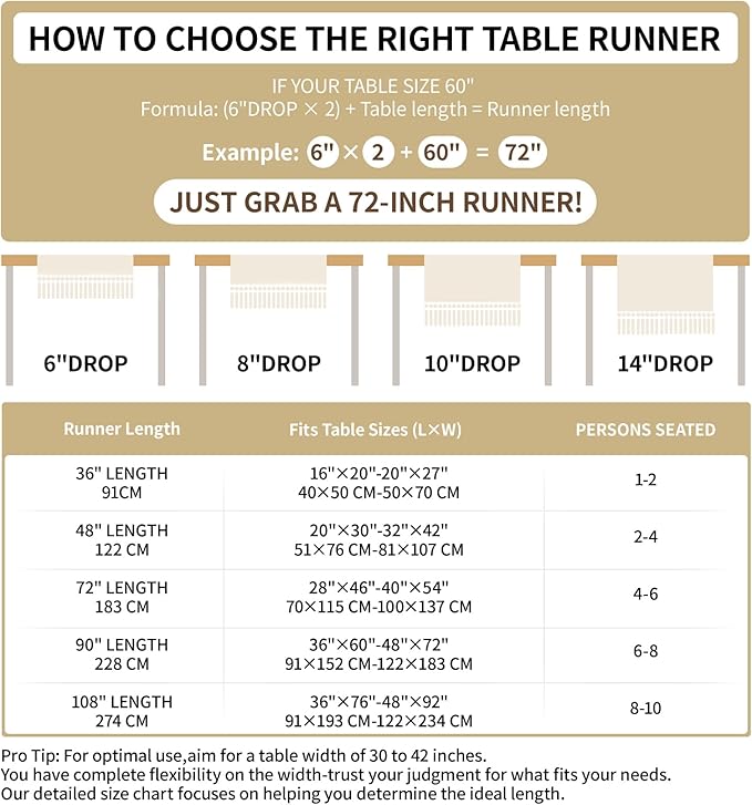 Macrame Table Runner Cream Beige Boho Table Runners with Tassels 48 Inches Long, Rustic Farmhouse Table Runners for Living Room Bridal Shower(12x48in, Fringe Included)