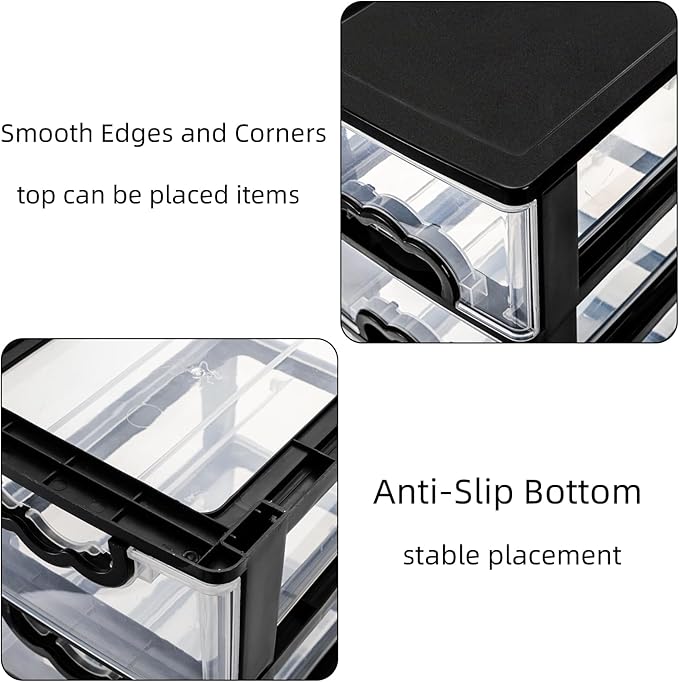 Cididu Desktop Organizer with 4 Drawers, Clear Plastic Storage Drawer Unit, Small Desk Organizer Storage Box, Durable Storage Bin Container Case for Countertop Stationery Pens Makeup Office Supplies