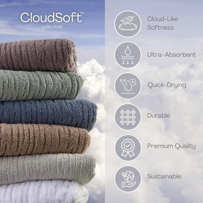 SKL Home CloudSoft Cotton Luxury 2-Piece Hand Towel Set, Clay