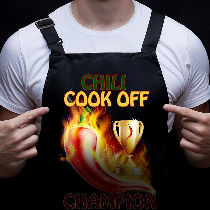 Funny Baking Apron,Baking Apron for Women with Pockets,Funny Chili Cook Off Apron, Cooking Chef Apron with BBQ, Kitchen Work Aprons with Pockets Birthday Dad Creative Gifts