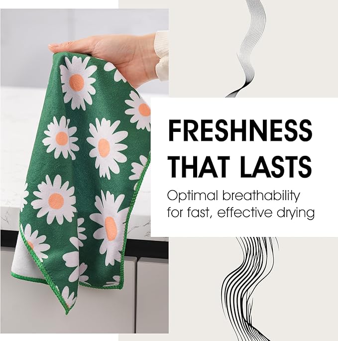 Microfiber Kitchen Towels Set of 6 Pack 11.8" X 11.8" Quick Dry Tea Dish Towel with Hanging Loop, Ultra Absorbent Reusable Cleaning Dishcloths, Sustainable Decorative Hand Towels Housewarming Gifts