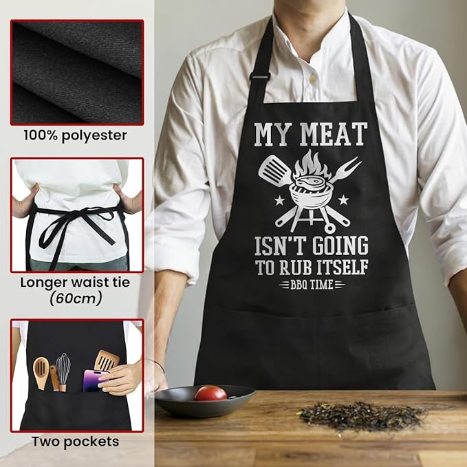 SANDJEST Funny Apron for Dad - Birthday Father’s Day Cooking Grilling Gifts for Mens