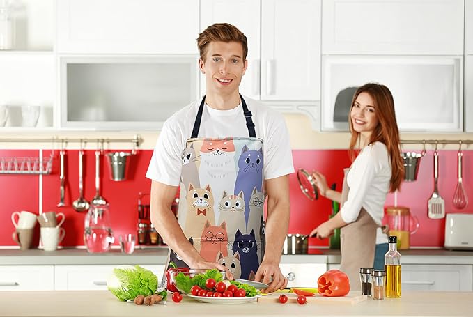 ZiQilin Adjustable Waterproof Kitchen Apron for Women with 2 Pockets Cooking Chef Apron Gardening Funny BBQ Aprons for Men
