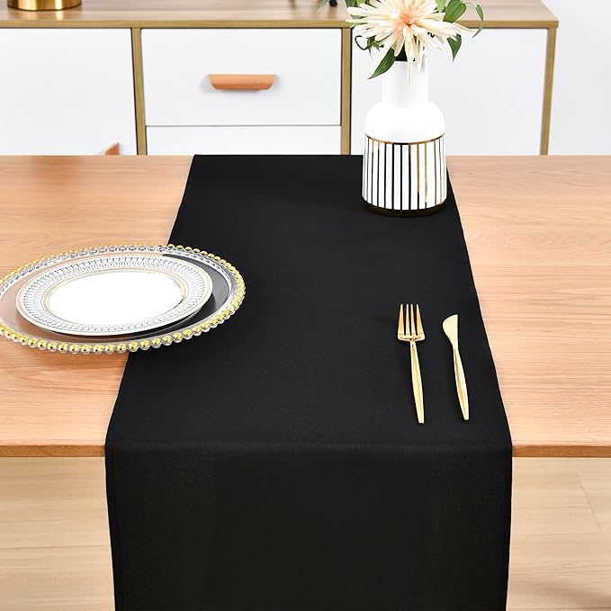 Farmhouse Black Table Runner Dining Table Runners 60 Inches Long Coffee Table Runner for Dresser Living Room Bedroom Holiday Party Banquet 12X60 Inch