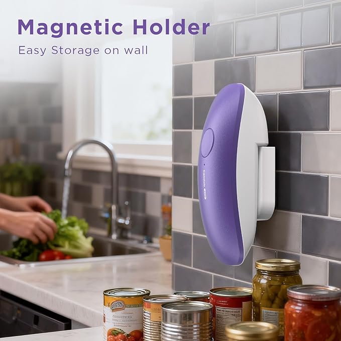 Canslab Ultrablade PRO Auto Stop Can Opener - Rechargeable Electric Can Opener for Kitchen for Seniors with Arthritis - One Touch Side Cut Opener, Smooth Edge, Lilac