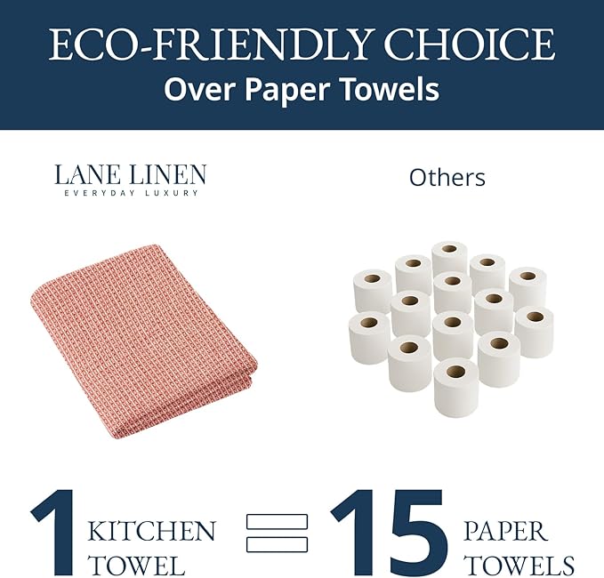 LANE LINEN 100% Cotton Kitchen Towels Set, 6-Pack – Premium, Absorbent, Quick-Drying Dish Towels, Tea Towels, 18" x 28" - Red