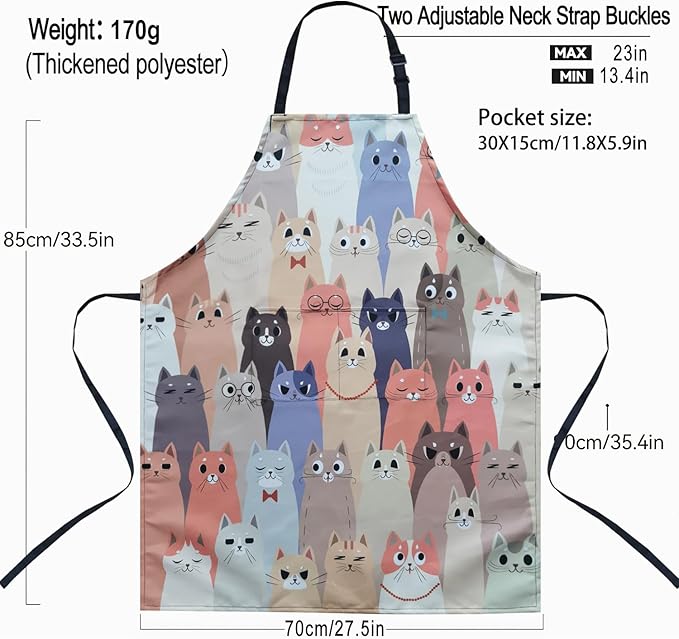 ZiQilin Adjustable Waterproof Kitchen Apron for Women with 2 Pockets Cooking Chef Apron Gardening Funny BBQ Aprons for Men