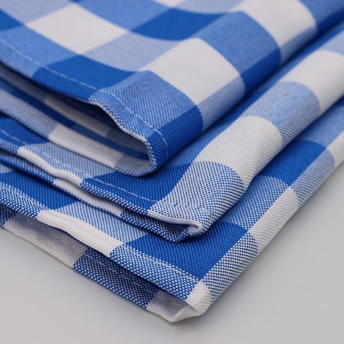 Your Chair Covers Cloth Polyester Napkins, 20 x 20 Inch, Washable Dinner Fabric Linen Napkins with Hemmed Edges for Restaurant, Wedding and Holiday Pack of 10 (Checkered Royal Blue)
