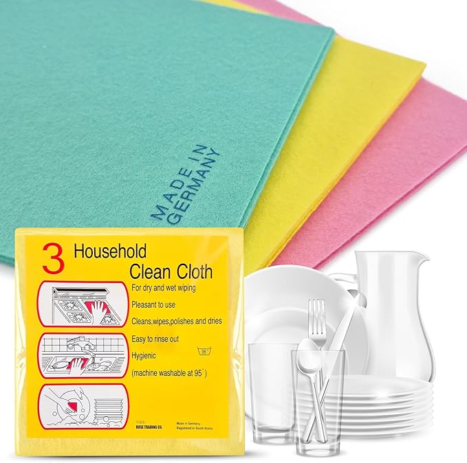 COELO 12 Pack Large German Universal Household Towels, Ultra Soft Absorbent Reusable Cleaning 3 Color Dishcloths Drying Non-Woven Machine Washable Fabric 15 x 15 in, Cleaning Home Kitchen Pets Polish
