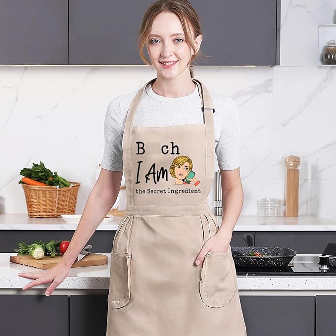 Miracu Funny Baking Cooking Aprons for Women w/Pockets, Hilarious Cute Kitchen Apron for Cooking, Humor Fun Birthday, Mothers Day Baking Gifts for Bakers Cook Wife Friend Mom Chef Daughter Girlfriend