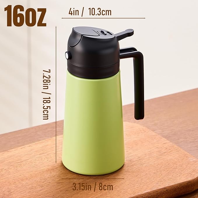 PARACITY 2 in 1 Oil Dipenser Bottle, Stainless Steel (Green-Black)