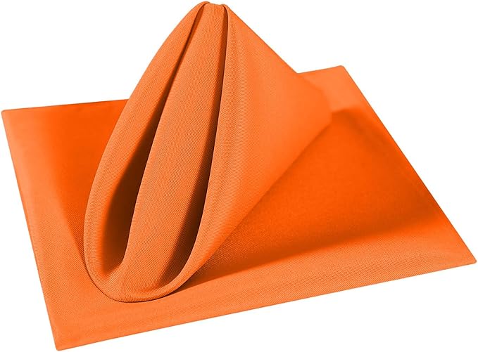 Cloth Napkins 17x17 inch Washable Polyester Dinner Napkins Soft Table Napkins for Wedding Party Dining Banquet(Orange,25PCS)
