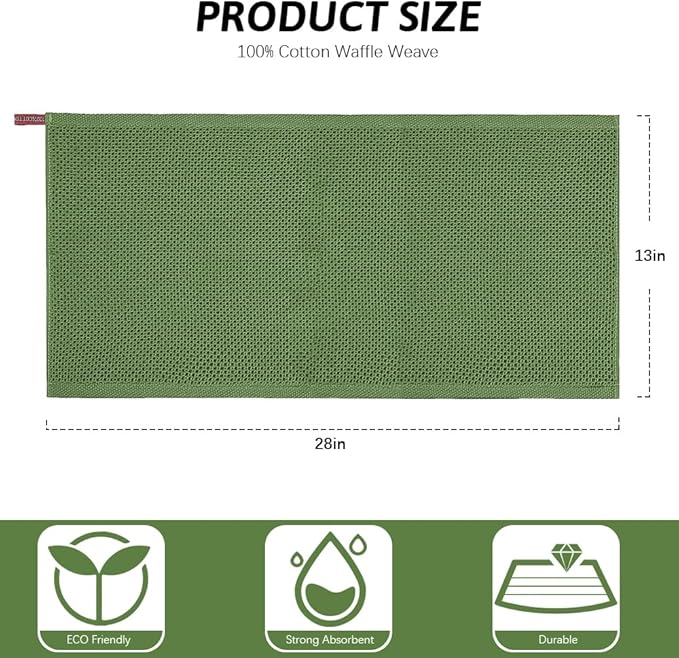 Nialnant 6 Pack Kitchen Towels,Large 100% Cotton Hand Towels,Absorbent Dish Towels for Drying Dishes-Green