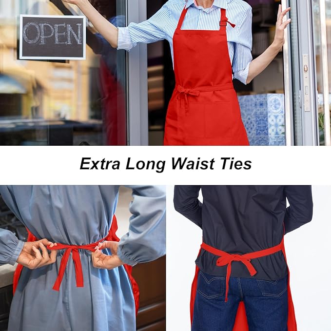 15 Pcs Adult Aprons Bulk with Pockets Adjustable Bib Chef Apron for Women Men Painting Cooking Crafting (S/L)
