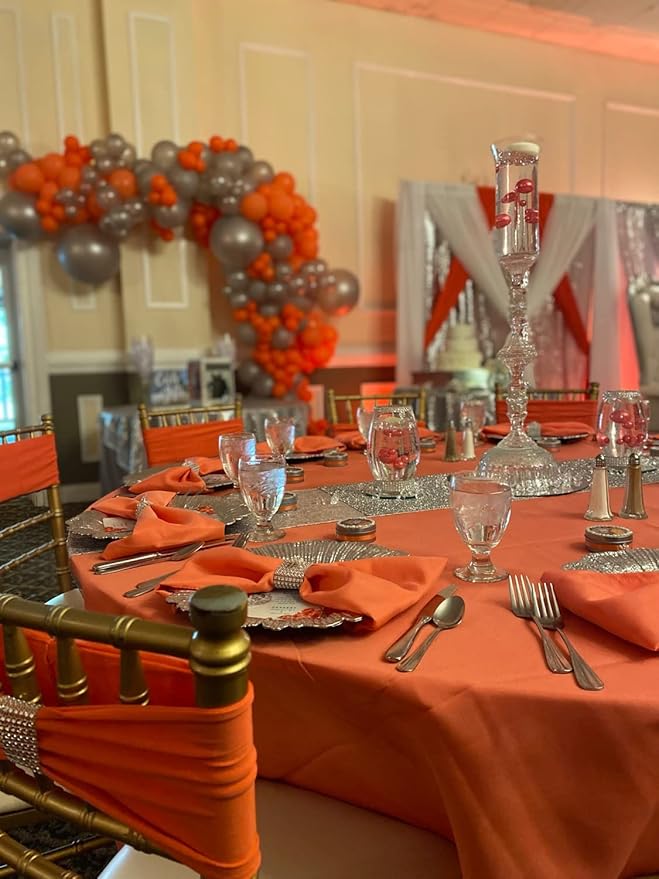 Your Chair Covers Cloth Polyester Napkins, 20 x 20 Inch, Washable Dinner Fabric Linen Napkins with Hemmed Edges for Restaurant, Wedding and Holiday Pack of 10 (Coral)