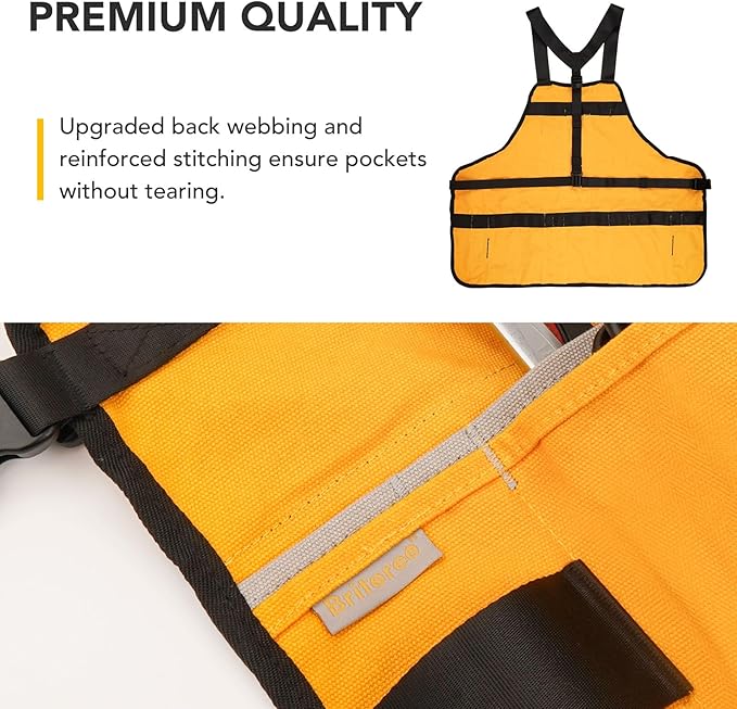Work Tool Apron for Men and Women, Torso Length with 21 Tool Pockets, Durable Canvas Apron, DIY Enthusiasts, Gifts for Men Dad Father(Orange)
