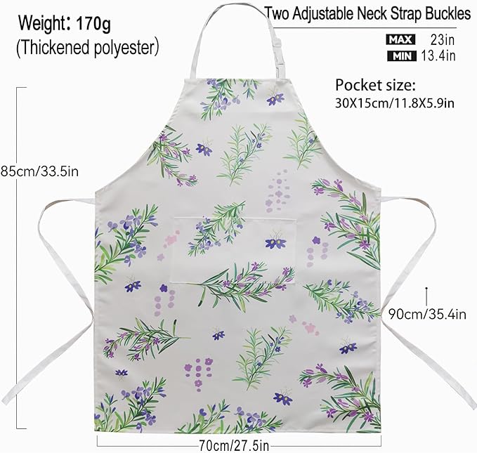 ZiQilin Adjustable Waterproof Kitchen Apron for Women with 2 Pockets Cooking Chef Apron Gardening Funny BBQ Aprons for Men