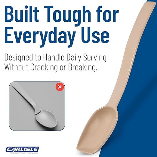 Carlisle FoodService Products Plastic Solid Spoon, 9 Inches, Beige, (Pack of 12)