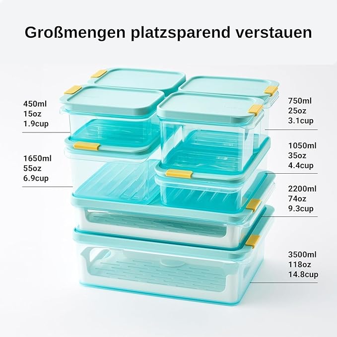 LocknLock HFL103 Freezer Fit Plastic Food Storage Container with Lid for Kitchen, Lunch, Meal Prep, and Leftovers, BPA-Free, Airtight, Leakproof, Microwave, Dishwasher-Safe, 1.05L