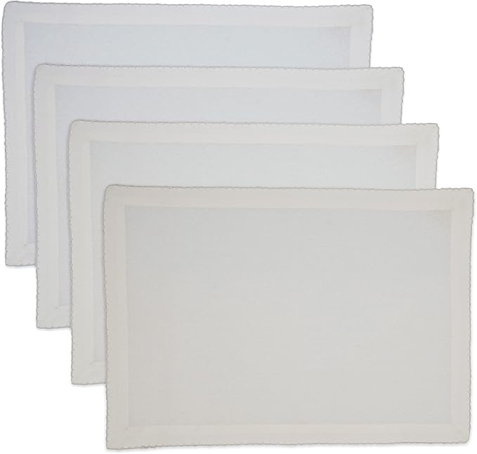 SARO LIFESTYLE Recotting Collection Whip Stitched Placemats (Set of 4), 14"x20", Silver