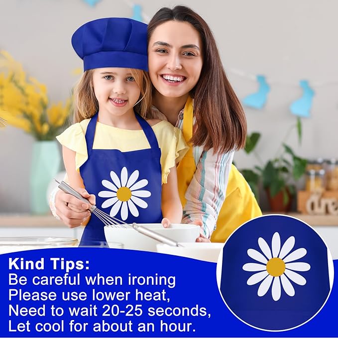 Kids Apron and Chef Hat Set Children Apron Adjustable with 2 Pockets Children Chef Painting for Cooking Baking