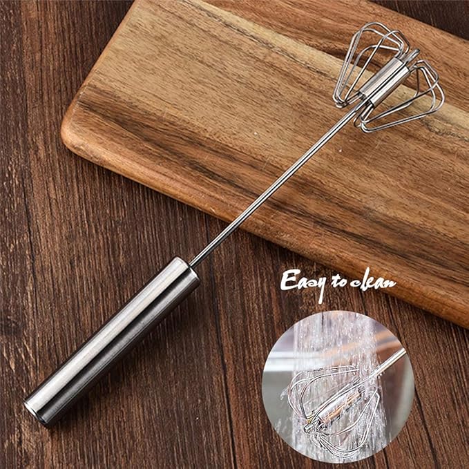 Stainless Steel Egg Whisk, Digead Hand Push Rotary Whisk Blender, whisks for cooking, Hand Push Mixer Stirrer for Blending, Whisking, Beating & Stirring (10+12in)