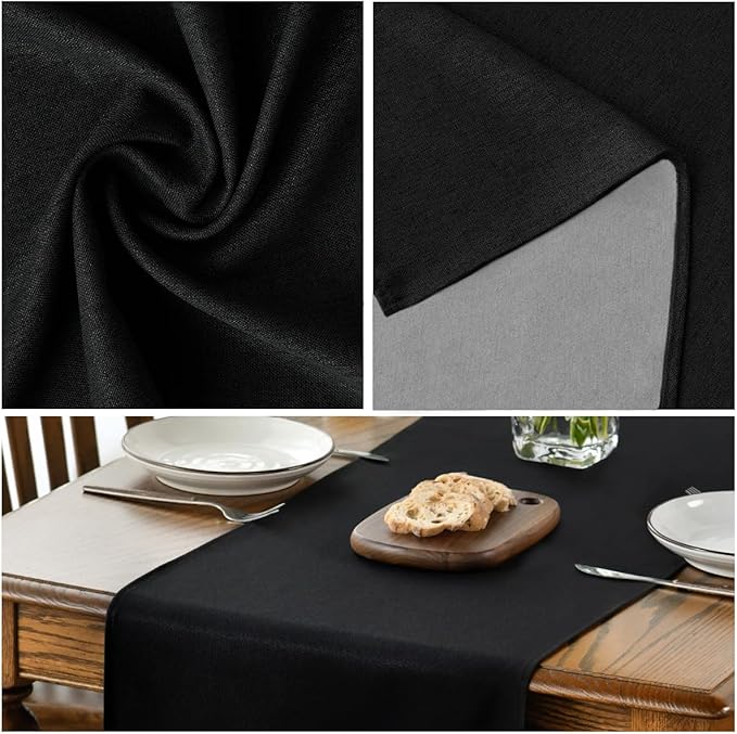 Artoid Mode Black Table Runner, Seasonal Halloween Washable Kitchen Dining Table Decoration for Home Party Decor 13x60 Inch