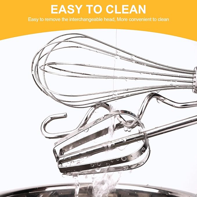 homicozy 3-Piece Stainless Steel Hand Mixer Attachment Set - Whisk, Dough Hook, Egg Beater for Drills - Dishwasher Safe, 9.8 Inch (Drill Not Included) (9.8inch)