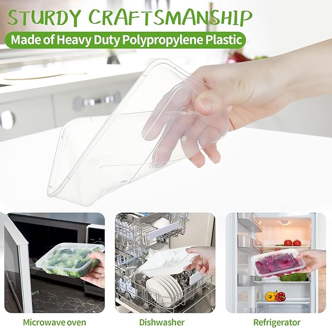 Ensbelei 16oz Disposable Food Storage Containers with Airtight Lids, 50Pcs Reusable Deli Meal Prep Containers, Leakproof, Microwaveable, Dishwasher & Freezer Safe