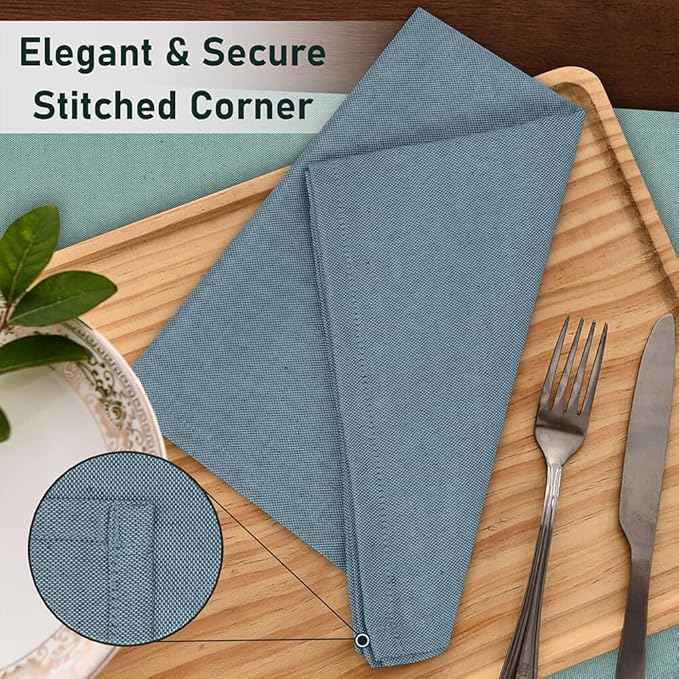 Ruvanti Cloth Napkins Set of 12, 18x18 Reusable Napkins Cloth Washable, Soft & Durable Table Napkin, Poly Cotton Fabric Dinner Napkins for Parties, Christmas, Thanksgiving, Weddings - Teal