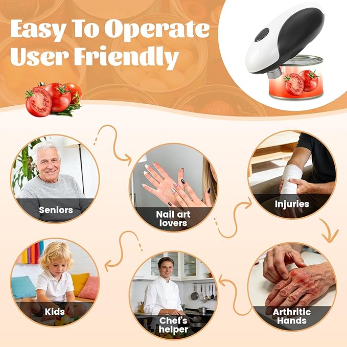 Electric Can Opener,USB Rechargeable Can Opener,One-Touch Cordless Can Opener,Smooth Edge,Hands Free,Food Safety,Kitchen Gadget Battery Operated,Automatic Can Openers for Seniors