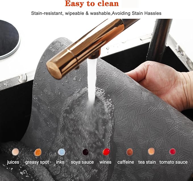 Vinyl Placemats Set of 8 Heat Resistant Easy Clean Non-Slip Place Mats for Dining Table Faux Leather Waterproof Stain Resistant Wipeable Washable PVC Table Mats(8, Gray)