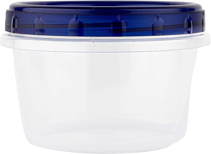 PLASTICPRO [4 oz 12 Pack] Twist Top Deli Containers Clear bottom With blue Top Twist on Lids Reusable, Stackable, Food Storage Freezer Container