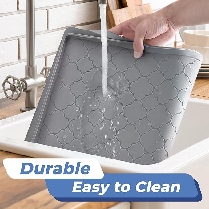 Jin&Bao Waterproof Under Sink Mat 25" x 22", Thick Silicone Mat Cabinet Protector for Kitchen and Bathroom, Shelf Liner, Home Organizer and Storage, Multipurpose Tray for Gadgets and Essentials
