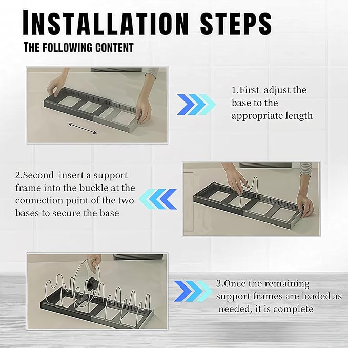 Lid organizers inside cabinet adjustable, Kitchen Pot lid organizer for Bowls, Lids, Cutting boards, Tableware, Dish storage rack for cabinets, drawers, countertops & sinks