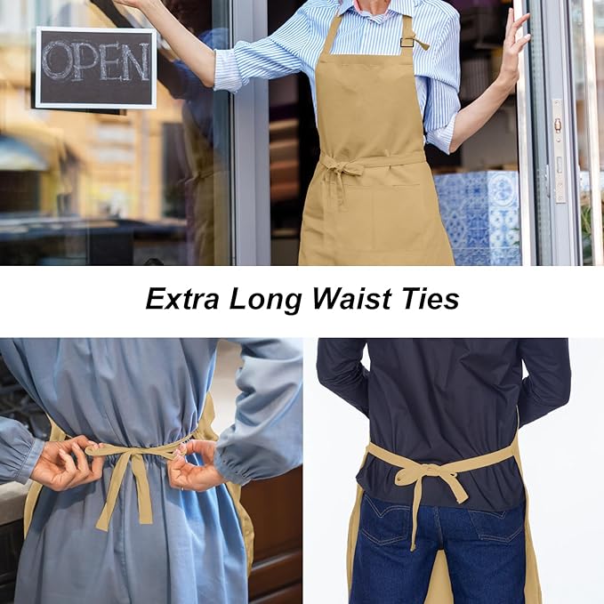 15 Pcs Adult Aprons Bulk with Pockets Adjustable Bib Chef Apron for Women Men Painting Cooking Crafting (S/L)