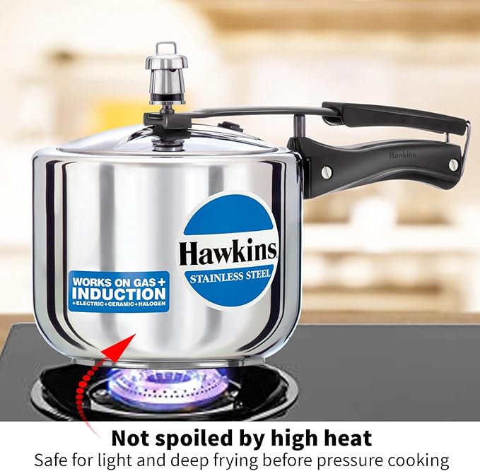 Hawkins Pressure Cooker, Stainless Steel Inner Lid Cooker, Tall Design Cooker, Induction Cooker, Silver Hss3T, 3 Liter 3 Litre