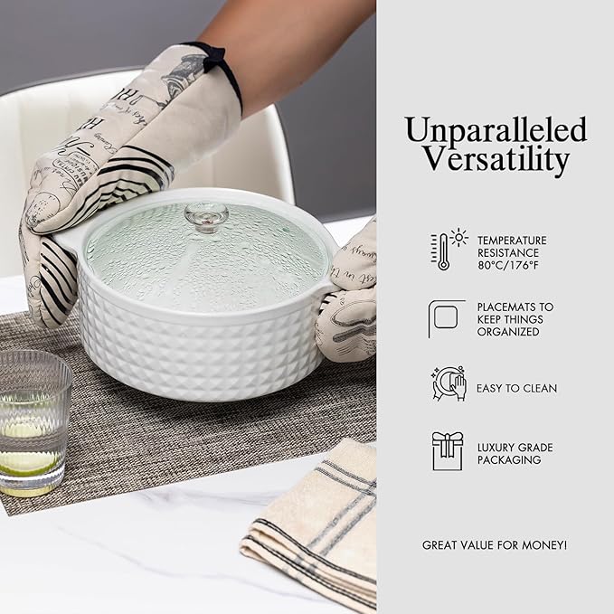 Placemats Set of 8 - Easy Clean Woven Vinyl Placemats for Dining Table, Indoor/Outdoor Place Mats, Washable PVC Table Mats（Cappuccino）