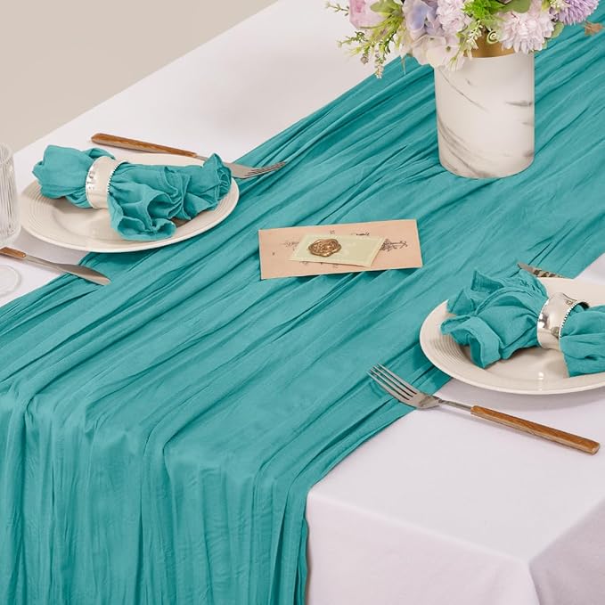 MLMC 24 Pack Cheesecloth Napkins Wedding Napkins 21"x21" Boho Reusable Napkins in Bulk for Wedding Bridal Baby Shower Events Table Decor Teal