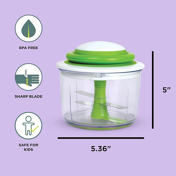 Chef'n VeggiChop Hand-Powered Food Chopper (Arugula), 5.5" x 5.5" x 5"